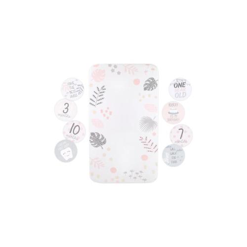 Little Haven Baby Photo Op Sheet And 12-Milestone Cards Botanical Cotton - Multi