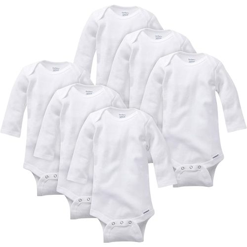 Gerber Baby 6-pack Long-Sleeve Onesies Bodysuit, White, 3-6 Months