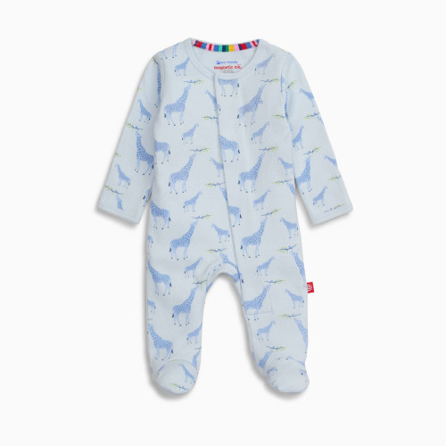 Magnetic Me Organic Cotton Footie - Blue Jolie Giraffe, 0-3 M
