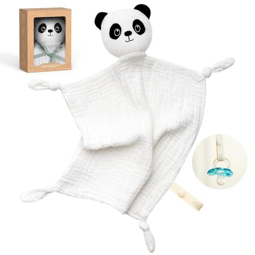 Momcozy Loveys for Babies with Cotton - Soft Security Blanket for Boy or Girl for Self-Soothing On-The-Go-Adorable Portable & Anti-Drop Design - Newborn Gift，Must Have（White 14 inch）