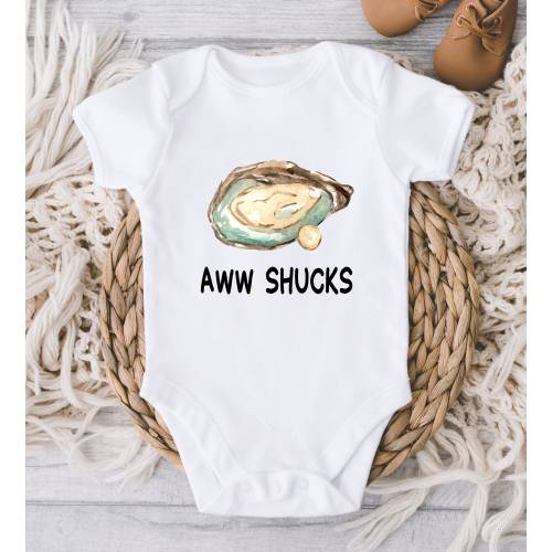 Food Baby ONESIES® Brand Bodysuit - Funny Oyster Baby Bodysuit - Seafood Lover Baby Gift - Aww Shucks - Baby Shower Gift - Baby Food Pun