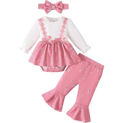 Renotemy Newborn Baby Girl Clothes Fall Infant Outfit for Girls Preemie-12M
