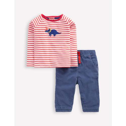 Woven & Jersey Play Set-Red Dino Stripe