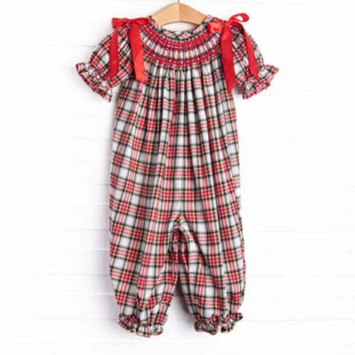 Christmas Card Classic Smocked Romper, Red – Stitchy Fish