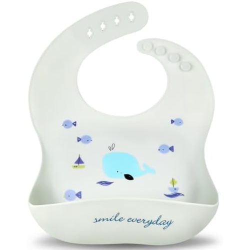 Accmor Silicone Baby Bibs, Waterproof Soft Bibs for Baby Girls Boys Feeding Eating, Silicone Baby Bibs with Large Pocket
