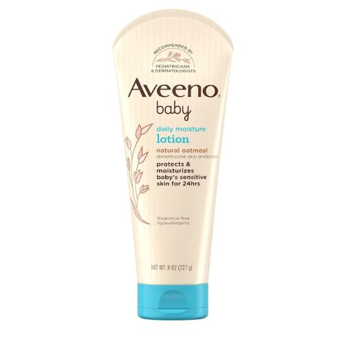 Aveeno Baby Daily Moisture Lotion for Delicate Skin with Natural Colloidal Oatmeal & Dimethicone, Hypoallergenic Moisturizing Baby Lotion, Fragrance-, Phthalate- & Paraben-Free, 8 fl. oz - 8 Ounce (Pack of 1)
