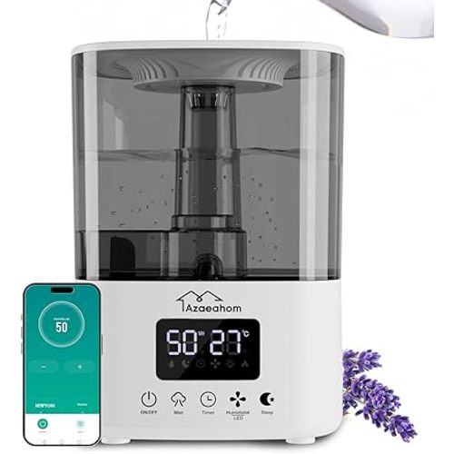 Smart Humidifiers for Bedroom, Top Fill 4L Cool Mist Air Humidifier for Large Room, Essential Oil Diffuser App Control, Fast Symptom Relief, Nightlight, 12H Quiet Runtime for Baby, Plant
