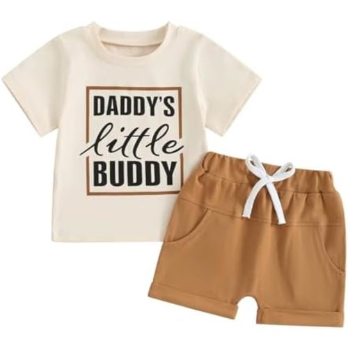 Engofs Toddler Baby Boy Summer Clothes Short Sleeve T-Shirt Tops Shorts Set 2Pcs Casual Outfit