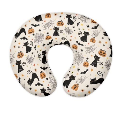 Pumpkin Bats Cobweb Black Cat Ultra Soft Baby Nursing Pillow Cover with Hidden Zipper Anti-Stains Comfortable Girls & Boys Breastfeeding Pillow Replacement Cover for Halloween Decor