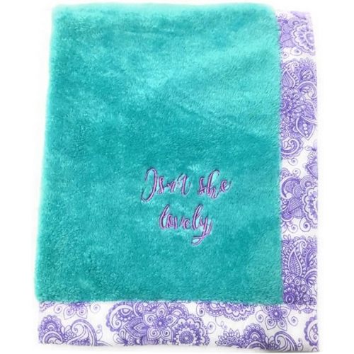 Bacati Paisley Floral Plush 30 x 40 inches Baby Blanket Aqua/Lilac/Purple