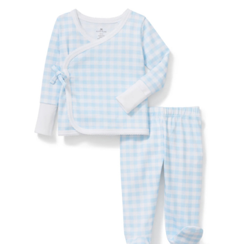 Baby Pima Wrap Set in Light Blue Gingham