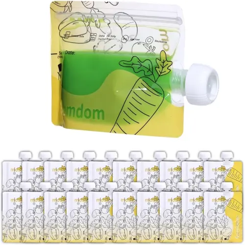 15 Pack Reusable Baby Food Pouches for Toddlers, Refillable Squeeze Pouch for Applesauce Yogurt Homemade Organic Puree Juice Snack for Baby Kids Students, Storage Containers, BPA Free, 5oz