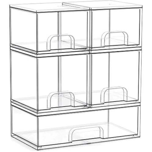 Baby Bottle Organizer, 3-Tier Acrylic Storage Organizer for Baby Bottle, 5 Packs of Clear Plastic Bottle Drawer Organizers for Kichen Countertop, Vanity, Bathroom, Cabinet, Pantry Organization