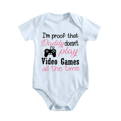 I Am Proof Daddy Does Not Play Video Games All The Time – Funny Baby Bodysuit Gift for New Parents Baby Blue-style 6-9M