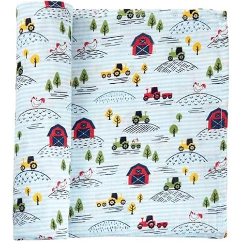Mud Pie Farmhouse Swaddle Blanket, Multi 47x47 Inch (Pack of 1)