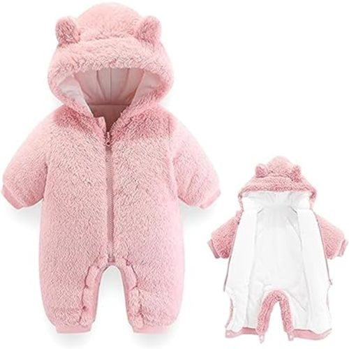 AiWMGL Combinaison Ours Bébé Une Pièce Costume Nouveau-né Combinaison Polaire Grenouillère à Capuche Chaude Hiver Habit de Neige Vêtements Garçon Fille 0-12 mois