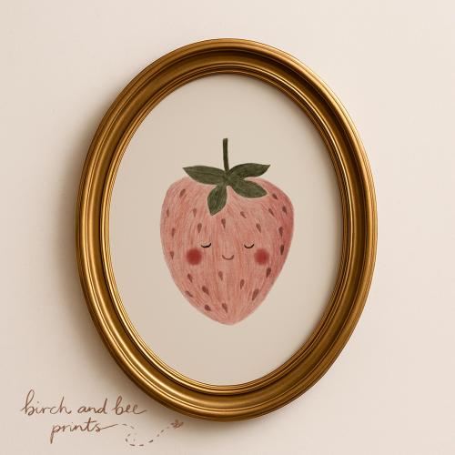Strawberry Art | Fruit Nursery Print | Nursery Wall Art | MAILED ART PRINT #299