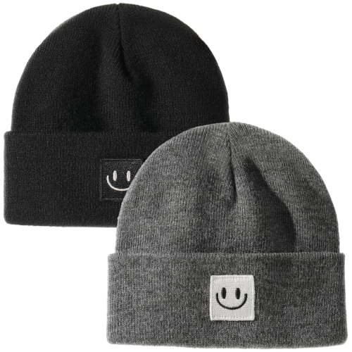 FURTALK 2 Pack Baby Beanie Cute Toddler Winter Hat Knit Boys Girls Warm Kids Embroidered Beanies Cap for 0-8 Years