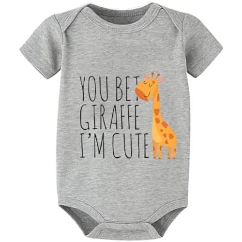 You Bet Giraffe I'm Cute Baby Clothes Short Sleeve Funny Infant Romper White Newborn Outfits