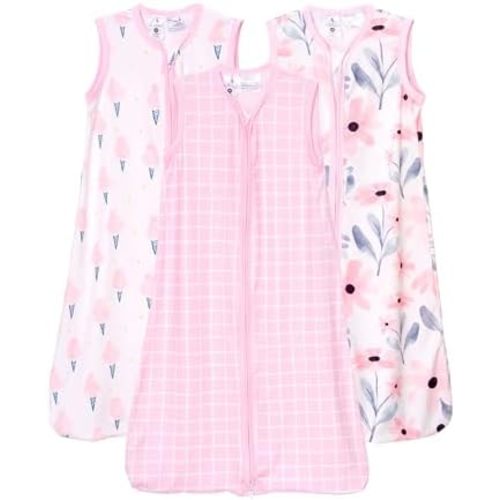 Baby Sleep Sacks Lightweight, Soft & Breathable 0.5 TOG Wearable Blanket with Zipper, 3-Pack 0-3-6-12-24-4T