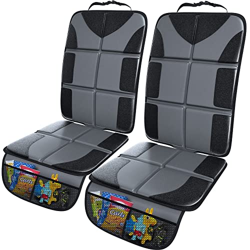 Gimars Car Seat Protectors, 2 Pack XL 5-Layer Thickest EPE Waterproof Protectors with 600D Fabric, Nonslip Backing, Storage Pockets for SUV, Sedan, Truck, Leather Seats (Gray)