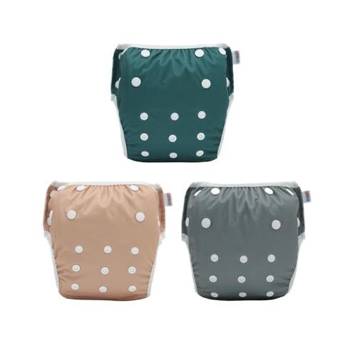 ALVABABY Large Cloth Swim Diaper 3pcs Baby/Toddler/Infant Snap Reusable Adjustable Swimming Diaper Baby Boy and Girl 3ZSWY72A