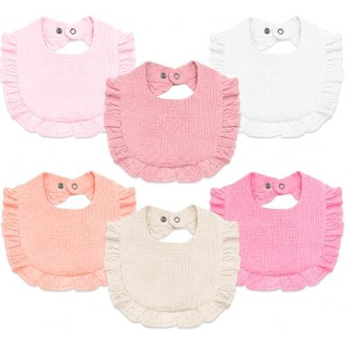 NISXABEBE Baby Muslin Bibs,6 Pcs Drool Bandana Bibs for Baby Girl Drooling and Teething,Soft and Absorbent Cotton for Newborn