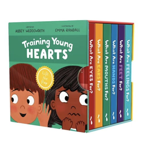 Training Young Hearts Board Books Boxed Set: 6 Lift-the-Flap Board Books & Guide for Grown-Ups (Christian Books for Babies, Toddlers, Preschoolers & ... For? Mouths, Feet, Ears, Eyes, Feelings)