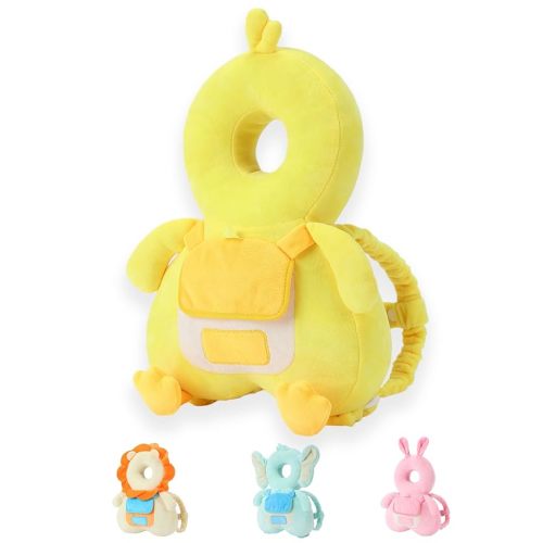JunNeng Baby Head Protector Backpack for Walking Crawling, Large, Duck | Soft, Breathable, Adjustable, Fall Back Head Protector with Squeaker