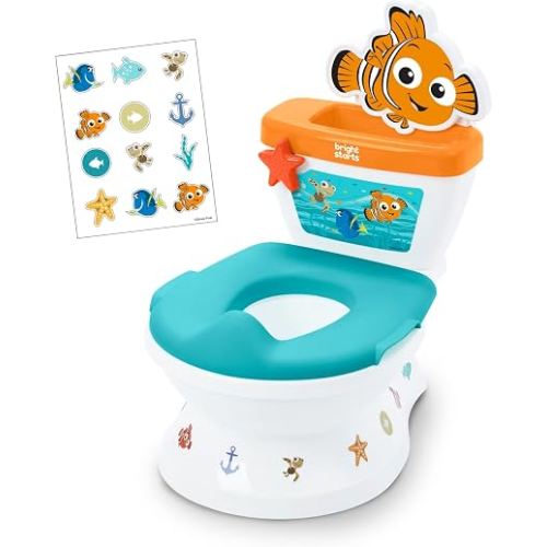 Bright Starts Disney Junior Finding Nemo My Size Potty Training Toilet, Toddler Potty Chair with Flushing & Cheering Sounds, Removable Seat with Splash Guard & Handles, Ages 18+ Months, Up to 50 lbs