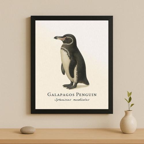 Galapagos Penguin Framed Print – Bird Art of Spheniscus mendiculus