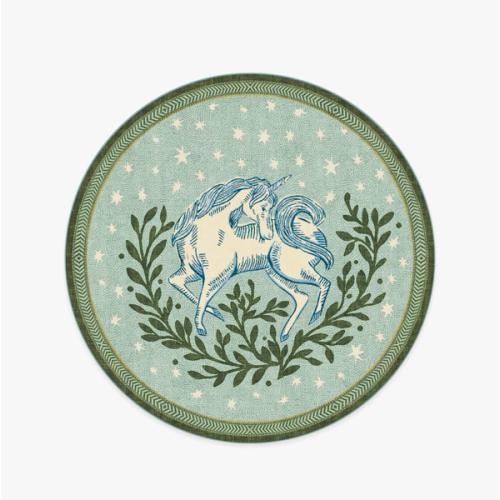 Woodland Wanderer Unicorn Green Rug + Standard Cushion | Ruggable US