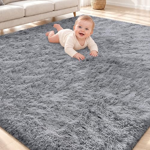 Smiry Area Rugs for Living Room Bedroom 4x5.9 ft, Fluffy Washable Carpet