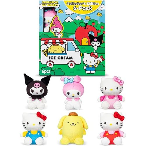Hello Kitty and Friends 6 Pack - Miniature Plush Figure, Suffed Animal, Toy Mini Soft Figure for Kids, Girls and Boys Ages 4+