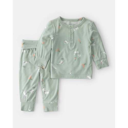 Baby 2-Piece Easter Bunny PurelySoft Long-Sleeve Top & Pant Set - Green | Carter's
