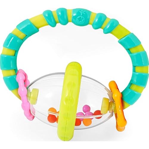 Bright Starts Grab & Spin Baby Rattle & BPA-Free Teether Toy, Ages 3 Months+