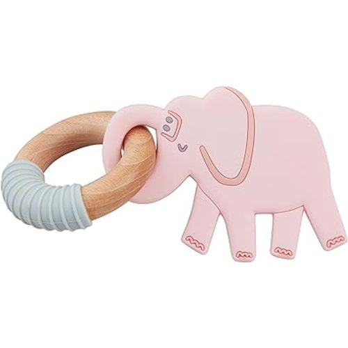 Mud Pie Kids Pink Elephant Ring Teether; 3" X 3 3/4"