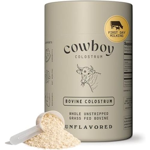 Cowboy - The Exclusive 1st Milking, Whole, Grass Fed Colostrum Supplement for Full Body - Bovine Colostrum Powder Packed Nutrients - Sugar Free (Unflavored, 40 Servings)