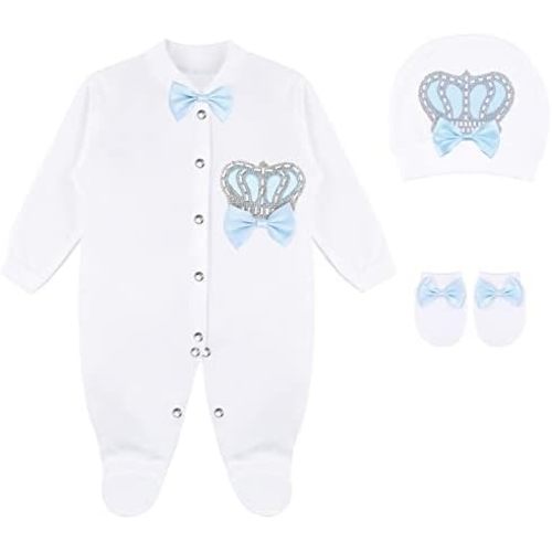 Lilax Baby Boy Newborn Crown Jewels Layette 3 Piece Gift Set