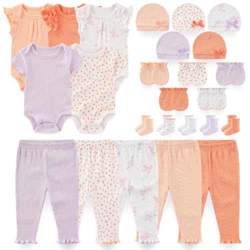 Newborn Baby Layette Essentials Giftset Clothing Set Short-Sleeve Bodysuit and Long Pants