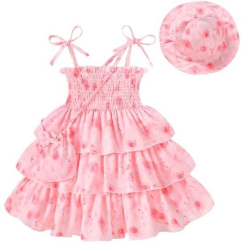 YOUNGER TREE Baby Girls Clothes Toddler Girl Summer Dress Ruffle Casual Dresses Sleeveless Outfits Beach Sundress