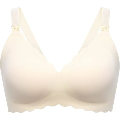 Momcozy Nursing Bras for Breastfeeding, Seamless Pregnancy Maternity Bra Wireless Classic Jelly Strip Support Nursing Bra