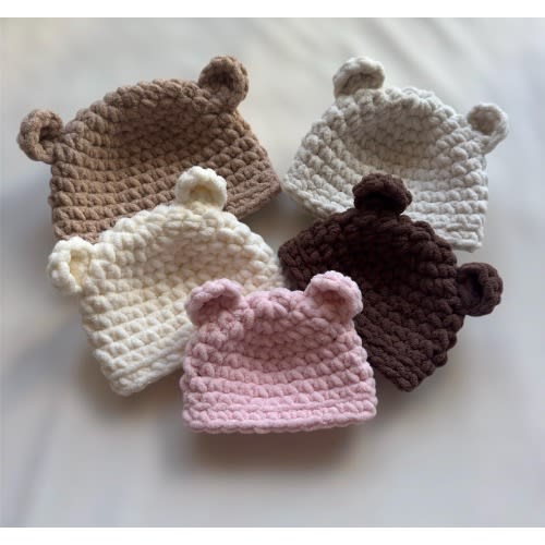 Baby Bear Hat – Custom Color Crochet Beanie | Personalized Newborn Gift | Baby Shower Accessory