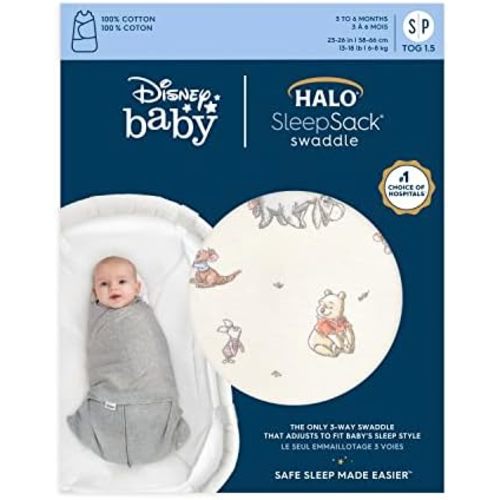 HALO 100% Cotton Sleepsack Swaddle, 3-Way Adjustable Wearable Blanket, TOG 1.5