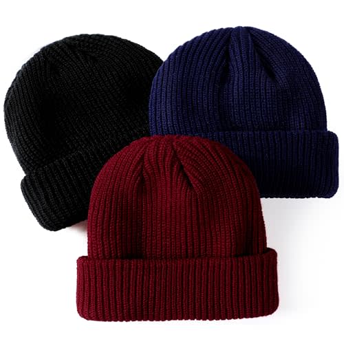 Glooarm 3 Pack Baby Beanie Toddler Boys Girls Beanie Knit Warm Winter Hats Newborn Infant Cuffed Caps, 0-5 Years