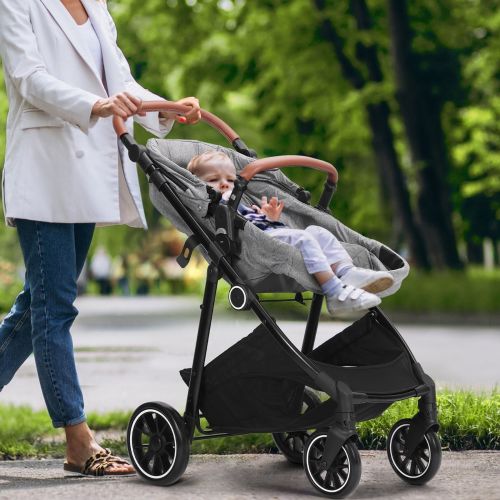 Carbon Steel Foldable 5-in-1 Stroller with Reversible Seat - 34.6” L x 23.6” W x 46.5” H