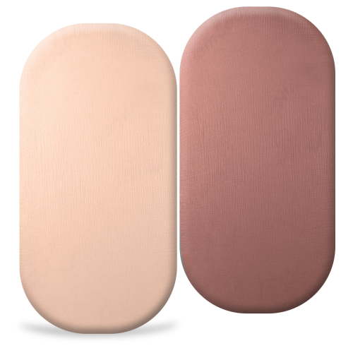 Muslin Bassinet Sheets for Baby Boy Girl,Breathable Baby Bassinet Sheets Fitted for Bassinet,Oval Rectangle,Hourglass,Bassinet Mattress/Pad,Soft Cotton 2 Pack