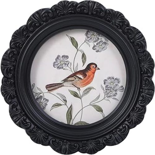 Vintage Picture Frames 3x3 Round Black Antique Picture Frames with Glass Front Handcrafted Rustic Home Decor for Wall Mount and Tabletop Gallery Wall Art