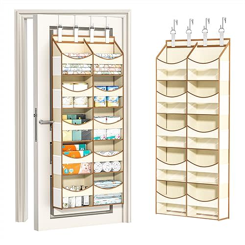 Aokeyee Over the Door Storage Organizer - 5 Tiers Behind Door Storage with 10 Compartments & 10 Mesh Pockets, 80lb Capacity Door Hanging Organizer for Closet, Bedroom, Bathroom, Pantry, Nursery, Toys