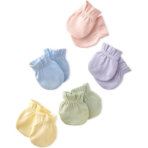 Morgan 5-Pack Mitts 100% Organic Cotton No Scratch Mittens for Newborn Baby Boys & Girls, Sorbet, One Size